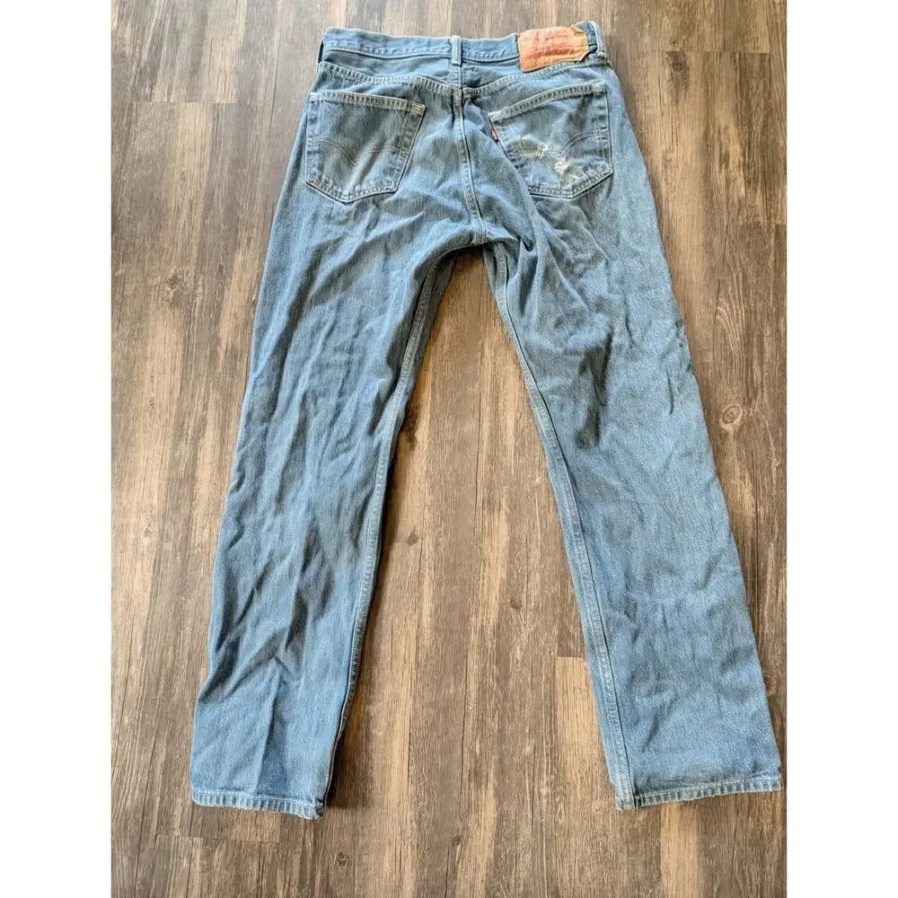 Vintage Levi's 501 Original Straight Fit Button Fly Jeans Distressed Size 34x34